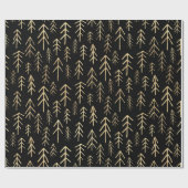 Gold Black Merry Tree Pattern Wrapping Paper Cadeaupapier (Vlak)