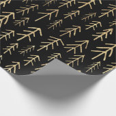 Gold Black Merry Tree Pattern Wrapping Paper Cadeaupapier (Hoek)