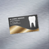 Gold Black Mesh Tooth Dental Clinic Dentist Magnetisch Visitekaartje (Voorbeeld)