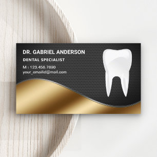 Gold Black Mesh Tooth Dental Clinic Dentist Visitekaartje