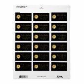 Gold Black met minimaal metalen monogram Etiket (Full Sheet)
