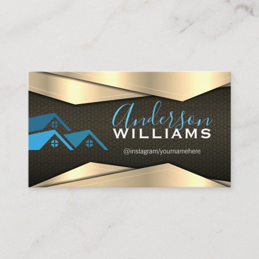 Gold Black Metallic | Logo onroerend goed Visitekaartje (Voorkant)