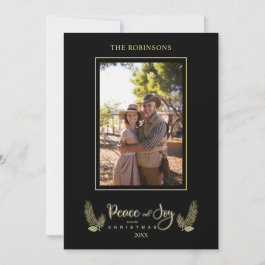 Gold Black Minimalist Chic-kerstfotoserie (Voorkant)