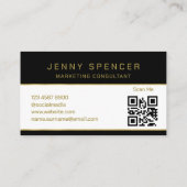 Gold Black Minimalist QR Code Professional Visitekaartje (Achterkant)