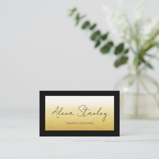 Gold Black Minimalist Visitekaartje (Staand voorkant)
