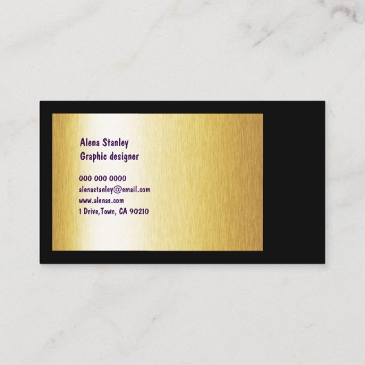 Gold Black Minimalist  Visitekaartje (Achterkant)