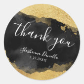 Gold Black Mitswa Dank u Ronde Sticker (Voorkant)