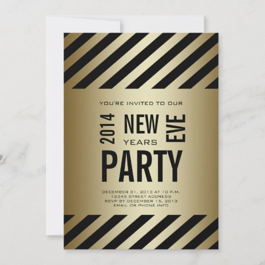 Gold Black Modern 2014 - Uitnodiging voor nieuwe j (Voorkant)