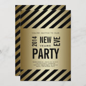 Gold Black Modern 2014 - Uitnodiging voor nieuwe j (Voorkant / Achterkant)