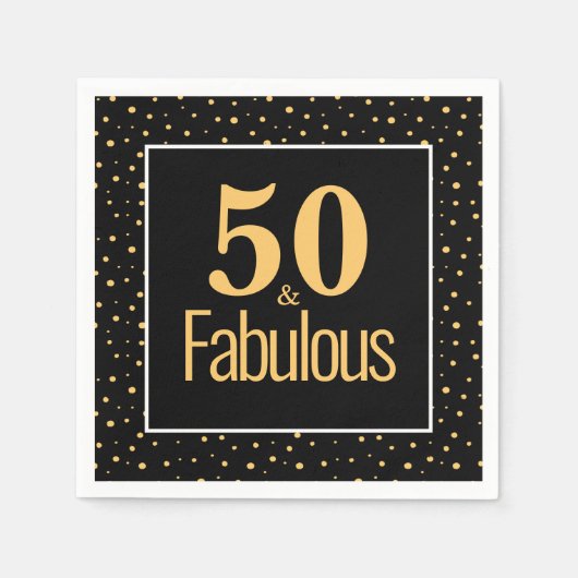Gold Black Modern 50 & Fabulous Birthday Party Servet (Voorkant)