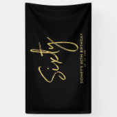Gold & Black Modern 60e verjaardag feestdag Spandoek (Verticaal)