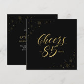 Gold & Black Modern 85th Birthday Party Square Kaart (Voorkant / Achterkant)