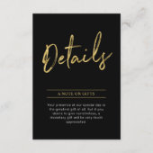 Gold & Black Modern Adult Birthday Party Insert Informatiekaartje (Voorkant)