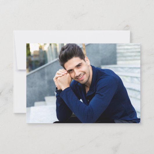 Gold Black Modern Afstuderen FOTO Bedankkaart (Achterkant)