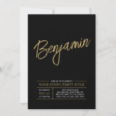 Gold & Black Modern All Occassion Party Event Kaart (Voorkant)