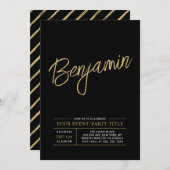 Gold & Black Modern All Occassion Party Event Kaart (Voorkant / Achterkant)