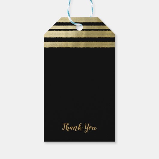 Gold & Black Modern Chic Elegant Wedding Cadeaulabel (Achterkant)