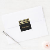 Gold & Black Modern Chic Elegant Wedding Vierkante Sticker (Envelop)