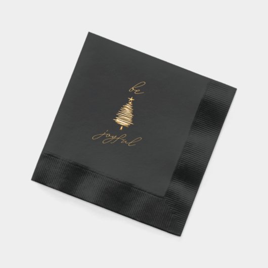 Gold & Black Modern Christmas Foil Stamped Napkins Folie Servetten (Links)