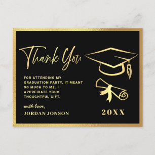 Gold Black Modern Gradun Party Hartelijk dank Briefkaart