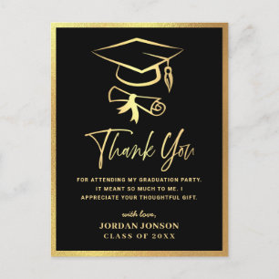 Gold Black Modern Gradun Party Hartelijk dank Briefkaart