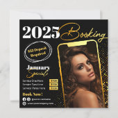 Gold Black Modern Hair Salon Instagram Flyer Kaart (Voorkant)