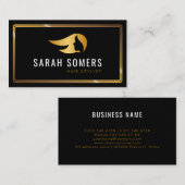 Gold & Black Modern Hair Stylist Visitekaartje (Voorkant / Achterkant)