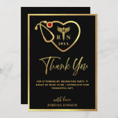 Gold Black Modern Nursing School Afstuderen Bedankkaart (Voorkant / Achterkant)