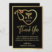 Gold Black Modern Nursing School Afstuderen Bedankkaart (Voorkant / Achterkant)