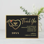 Gold Black Modern Nursing School Afstuderen Bedankkaart (Staand voorkant)