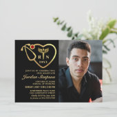 Gold Black Modern Nursing School Graduparty Kaart (Staand voorkant)