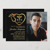 Gold Black Modern Nursing School Graduparty Kaart (Voorkant / Achterkant)