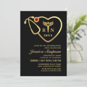 Gold Black Modern Nursing School Graduparty Kaart (Staand voorkant)