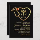 Gold Black Modern Nursing School Graduparty Kaart (Voorkant / Achterkant)