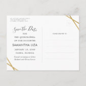 Gold Black Modern Quinceañera Save the Date Aankondigingskaart (Achterkant)