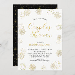 Gold & Black Modern Stylish Couples Wedding Shower Kaart