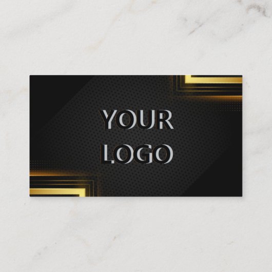 Gold Black Modern Visitekaartje met Logo (Achterkant)