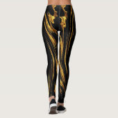 Gold Black Monochrome: Opulent Swirl Achempong Leggings (Achterkant)