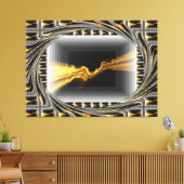 Gold Black Monochrome Opulent Swirl Liquid Achempo Canvas Afdruk (Insitu (Woonkamer))