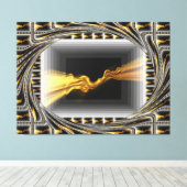 Gold Black Monochrome Opulent Swirl Liquid Achempo Canvas Afdruk (Insitu (Houten vloer))