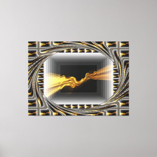 Gold Black Monochrome Opulent Swirl Liquid Achempo Canvas Afdruk (Voorkant)