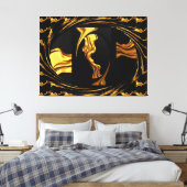 Gold Black Monochrome - Opulent Swirl Liquid Gold Canvas Afdruk (Insitu (Slaapkamer))