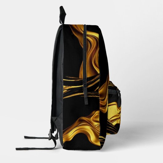 Gold Black Monochrome Swirl Liquid Gold Achempong  Bedrukte Rugzak (Links)
