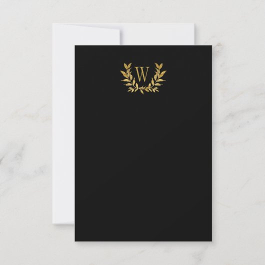 Gold Black Monogram Elegant Save The Date (Achterkant)