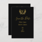 Gold Black Monogram Elegant Save The Date (Voorkant / Achterkant)