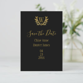 Gold Black Monogram Elegant Save The Date