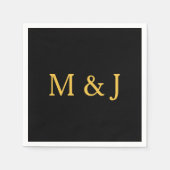Gold Black Monogram Initiaal Aangepaste naam Moder Servet (Voorkant)
