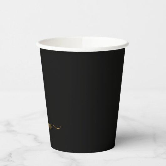 Gold Black Monogram Paper Cups Papieren Bekers (Links)