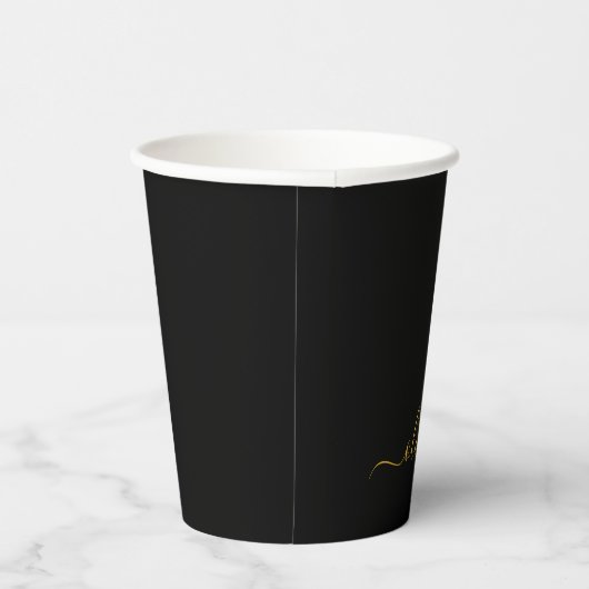 Gold Black Monogram Paper Cups Papieren Bekers (Rechts)