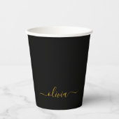 Gold Black Monogram Paper Cups Papieren Bekers (Voorkant)